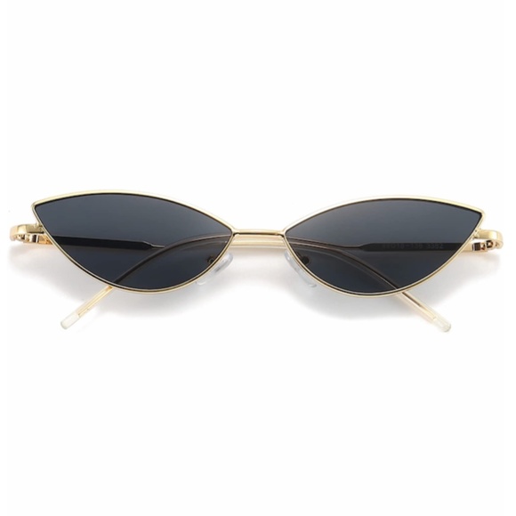 RETRO CAT-EYE SUNGLASSES, ONE SIZE, BLACK/GOLD - Picture 1 of 4